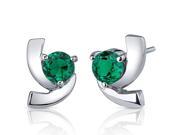 Illuminating 1.50 Carats Emerald Round Cut Earrings in Sterling Silver Rhodium Finish