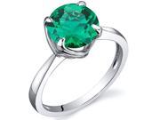 Sublime Solitaire 1.75 Carats Emerald Ring in Sterling Silver Rhodium Finish Available Sizes 5 to 9