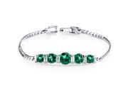 3.50 ct Round Cut Emerald Bracelet in Sterling Silver