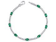 Oval Shape Emerald CZ Bracelet in Sterling Silver
