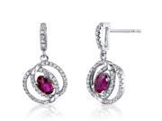 14K White Gold Created Ruby Earrings Dual Halo Design 1.25 Carats