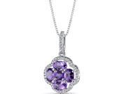 Amethyst Clover Pendant Necklace Sterling Silver 2.25 Carats