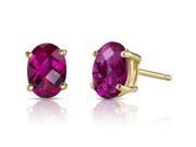 14K Yellow Gold Oval Shape 2.00 Carats Created Ruby Stud Earrings