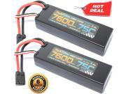 PowerHobby 2S 7.4.V 7600mAh 75C Lipo Battery 2 Pack w Traxxas Plug Hard Case 2