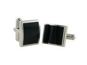 Stainless Steel Cuff Links with Black Enamel