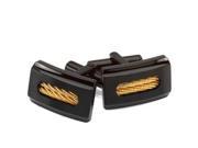 Black Ion Plated Stainless Steel Cufflinks with Yellow Ion Plated Cable