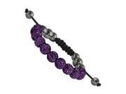 10mm Dark Purple Crystal Hematite Beads Black Cord Shamballa Bracelet