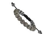 10mm Grey Crystal Hematite Beads Black Cord Shamballa Bracelet