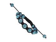 10mm Light Blue Crystal Beads Black Cord Shamballa Bracelet
