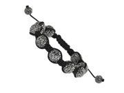 12mm Grey Crystal Beads Black Cord Shamballa Bracelet