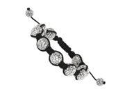 12mm White Crystal Beads Black Cord Shamballa Bracelet