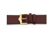 19mm Flat Brown Leather Gold tone Buckle Watch Band