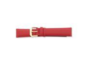 18mm Red Smooth Leather Gold tone Buckle Watch Band