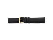 16mm Black Italian Leather Gold tone Buckle Watch Band