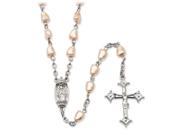 Silver tone Pink Cultured Pearl Crucifix 31in Rosary