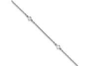 Sterling Silver 9 1in ext 5 Fancy Cubic Zirconia s Anklet