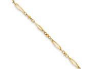 14K Yellow Gold Polished Diamond Cut Anklet