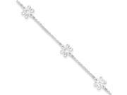 Sterling Silver Polished Flower with 1in ext. Anklet