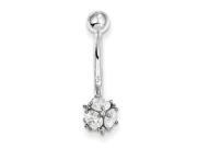 10k White Gold with 7Mm Cubic Zirconia Soccer Ball Belly Dangle