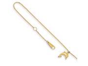 14K Yellow Gold Dolphin Charm with 1 inch Extension Anklet