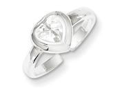Sterling Silver Heart Cubic Zirconia Toe Ring