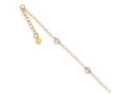 14K Two tone Oval Chain with Wavy Circles with 1in Ext Anklet