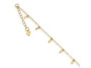 14K Yellow Gold Oval Chain Diamond cut Dots with 1in Ext Anklet