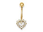 10k Yellow Gold with Cubic Zirconia Heart Belly Dangle