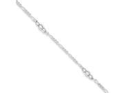 Sterling Silver Polished Bead with 1in ext. Anklet