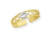 14K Yellow Gold and Rhodium Diamond Cut Toe Ring