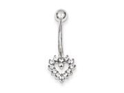 10k White Gold with Cubic Zirconia Heart Belly Dangle