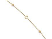 Leslie s 14K Yellow Gold Polished and Diamond cut Heart Anklet with 1in ext