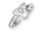 Sterling Silver Cubic Zirconia Polished Trinity Toe Ring