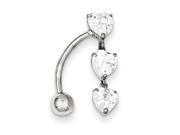 10k Yellow Gold 5Mm White Gold Heart Belly Dangle