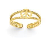 14K Yellow Gold Peace Sign Toe Ring