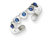 Sterling Silver Blue Cubic Zirconia Heart Toe Ring