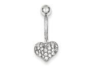 10k White Gold with Pave Cubic Zirconia Heart Belly Dangle