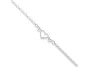 Sterling Silver 10inch Polished Triple Heart Anklet
