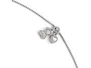 Leslie s Sterling Silver Polished Heart Teddy BEarrings Anklet with 1in ext