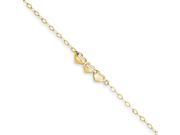 14K Yellow Gold Polished Heart with 1in ext. Anklet