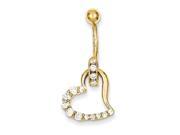 10k Yellow Gold with Cubic Zirconia Huggy Heart Belly Dangle