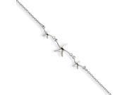 Sterling Silver 10 1in ext Three Stars Anklet
