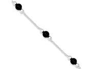 Sterling Silver 9inch Polished Onyx Anklet