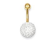 10k Yellow Gold with 10Mm White Crystalstal Ball Belly Dangle