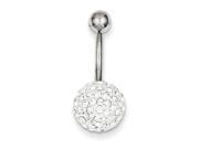 10k White Gold with 10Mm White Crystalstal Ball Belly Dangle