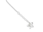 Sterling Silver Polished Flower with 1in ext. Anklet