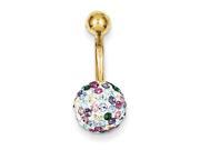 10k Yellow Gold with Multi Color Crystalstal Ball Belly Dangle