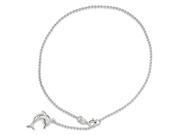 Sterling Silver 10inch Polished Dolphin Anklet