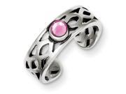 Sterling Silver Antiqued with Pink Cubic Zirconia Toe Ring