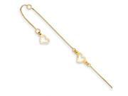 14K Yellow Gold Adjustable Fancy Heart Anklet
